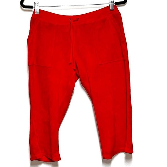 NWT Juicy Couture Vintage Y2K Poinsettia Crop Snap Pocket Terry Pant Womens Sz L - Picture 2 of 5